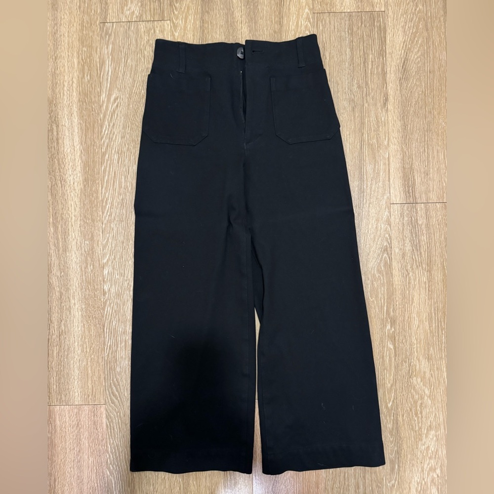 Maeve Black Wide-Leg Cropped Pants